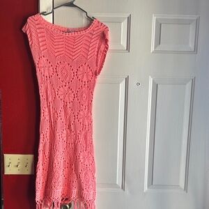 Elegant Pink Crochet Dress